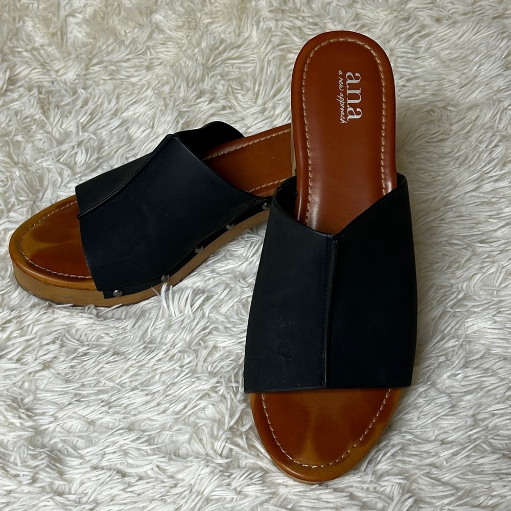 a.n.a Black Women's Slide Sandals